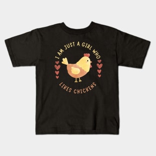 I Am Just A Girl Who Likes Chickens Cute Design Kids T-Shirt